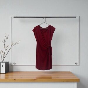 Elegant Burgundy Dress With Front Tie